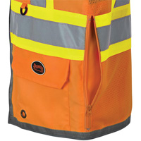 Veste de s&eacute;curit&eacute; pour arpenteur Pioneer avec fermeture &agrave; glissi&egrave;re et dos en maille, Orange haute visibilit&eacute;, Petit, Polyester EastCoast Offshore Supplies