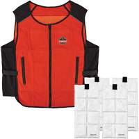 Veste de refroidissement &agrave; changement de phase l&eacute;g&egrave;re avec sachets de recharge Chill-Its 6260, Petit/Moyen, Orange EastCoast Offshore Supplies