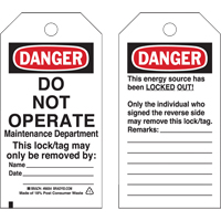 Lockout Tags, Plastic, 3" W x 5-3/4" H, English EastCoast Offshore Supplies