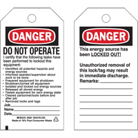 Lockout Tags, Plastic, 3" W x 5-3/4" H, English EastCoast Offshore Supplies