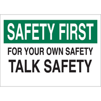 Enseigne  Talk Safety , 10" x 14", Aluminium, Anglais EastCoast Offshore Supplies