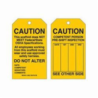 &eacute;tiquettes de s&eacute;curit&eacute; pour les &eacute;chafaudages, Polyester, 4" la x 7" h, Anglais EastCoast Offshore Supplies