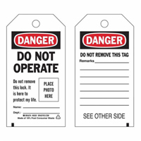 Self-Laminating "Do Not Operate" Tags, Polyester, 3" W x 5-3/4" H, English EastCoast Offshore Supplies