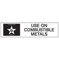 &eacute;tiquette D: Use on Combustible Metals pour extincteur EastCoast Offshore Supplies