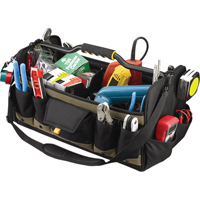 Sacs &agrave; outils souples &agrave; dessus ouvert de 20", Polyester, 27 pochettes, Noir EastCoast Offshore Supplies