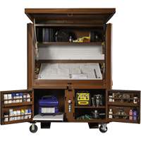 Coffre de chantier et surface de travail sur le terrain, 33" la x 63" p x 80" h, Acier, Rouge EastCoast Offshore Supplies