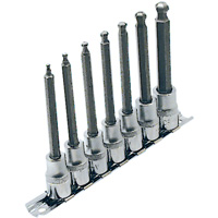 Jeu de douilles &agrave; embouts longs et sph&eacute;riques de 4" SAE LHSW-3807, Sph&egrave;re hexagonale, Prise 3/8", 7 mr EastCoast Offshore Supplies
