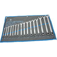 Jeux de cl&eacute;s mixtes combin&eacute;es longues enti&egrave;rement polies, Combinaison, 16 morceaux, M&eacute;trique EastCoast Offshore Supplies