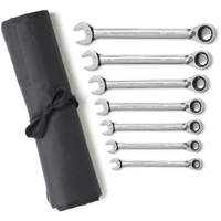 72-Tooth 12 Point Reversible Ratcheting SAE Wrench Set with Tool Roll, Combination, 7 Pieces, Imperial EastCoast Offshore Supplies