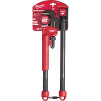Cheater Adaptable Pipe Wrench, 2-1/2" Jaw Capacity, 18"/24"/10" Long, Powder Coated Finish, Ergonomic Handle EastCoast Offshore Supplies