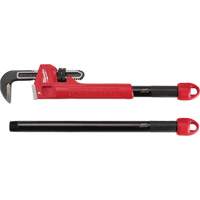 Cheater Adaptable Pipe Wrench, 2-1/2" Jaw Capacity, 18"/24"/10" Long, Powder Coated Finish, Ergonomic Handle EastCoast Offshore Supplies