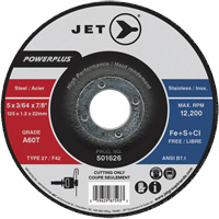 Meule &agrave; tronçonner PowerPlus A60T, 5" x 3/64", Arbre de 7/8", Type 27, 12 200 Tr/min EastCoast Offshore Supplies