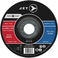 Meule &agrave; tronçonner Power-Xtreme A60PX, 5" x 3/64", Arbre de 7/8", Type 27, 12 200 Tr/min EastCoast Offshore Supplies