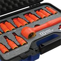 3/8" Drive SAE & Metric Hex Bit Insulated Socket and Attachment Set, 1000 V, 16 Pcs EastCoast Offshore Supplies