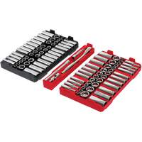 Jeu de cliquets et douilles m&eacute;triques/SAE avec organisateur PACKOUT &agrave; profil bas, 98 Mcx, Prise de 3/8" EastCoast Offshore Supplies