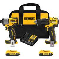 Ensemble de perfomarteau compact sans fil et sans balai de 1/2" & tournevis &agrave; chocs de 1/4", Lithium-ion, 20 V EastCoast Offshore Supplies