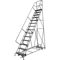 All Directional Rolling Ladder, 14 Steps, 24" Step Width, 140" Platform Height, Steel EastCoast Offshore Supplies
