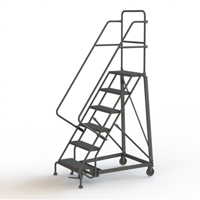 &eacute;chelles roulantes robustes, 6 marches, Largeur de la marche 24", Hauteur de la plateforme 60", Acier EastCoast Offshore Supplies