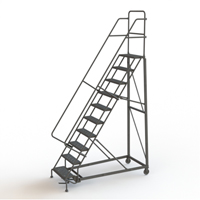 Heavy Duty Rolling Ladder, 10 Steps, 24" Step Width, 100" Platform Height, Steel EastCoast Offshore Supplies