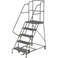 Deep Top Step Rolling Ladder, 5 Steps, 16" Step Width, 50" Platform Height, Steel EastCoast Offshore Supplies