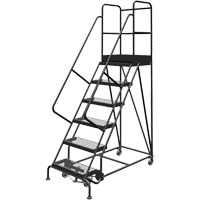 Deep Top Step Rolling Ladder, 6 Steps, 24" Step Width, 60" Platform Height, Steel EastCoast Offshore Supplies