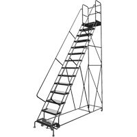 Deep Top Step Rolling Ladder, 14 Steps, 24" Step Width, 140" Platform Height, Steel EastCoast Offshore Supplies