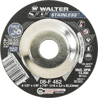 Depressed Centre Grinding Wheels - Stainless Type 27, 4-1/2" x 1/8", 7/8" Arbor, Type 27 EastCoast Offshore Supplies