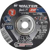 Zip Cutting and Grinding Wheel, 3" x 1/13", 3/8" Arbor, Type 27, 60 Grit, Aluminum Oxide EastCoast Offshore Supplies
