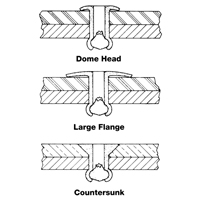 Rivet borgne ouvert - paquet de 1000, T&ecirc;te D&ocirc;me, 3/32" dia x 0,240" lo, Mandrin Aluminium EastCoast Offshore Supplies