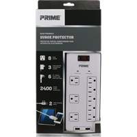 Limiteurs de surtension avec chargeur USB, 8 Prises, 2400 J, 1875 W, Cordon 6' EastCoast Offshore Supplies
