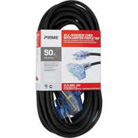 All-Rubber Extension Cord, Outdoor, SJOOW, 12/3 AWG, 15 A, 3 Outlet(s), 50' EastCoast Offshore Supplies
